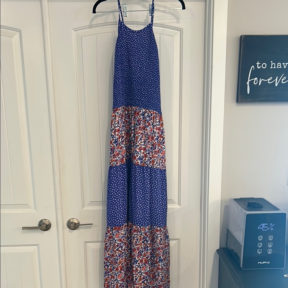 Speechless Blue and Red Maxi Dress